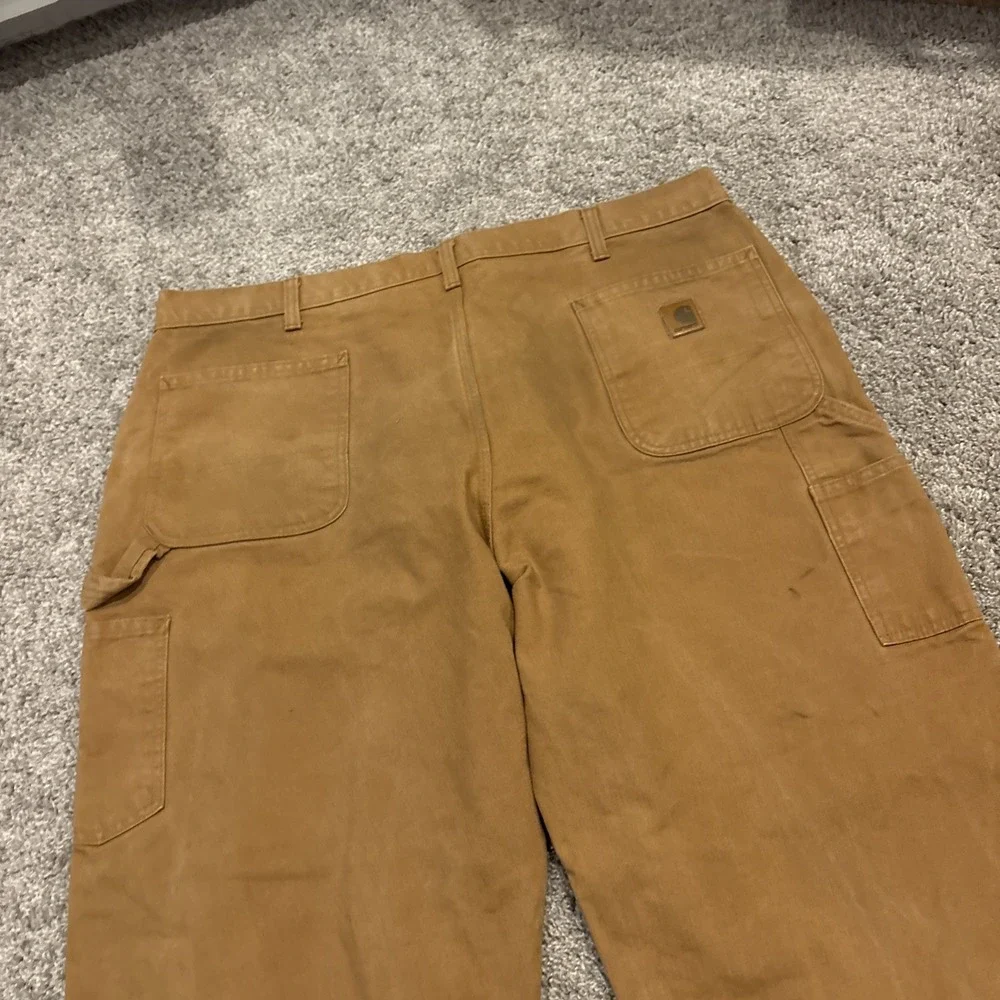 CARHARTT Mens Original Dungaree Fit Canvas Carpenter Work Pant Brown 42x30 Boot
